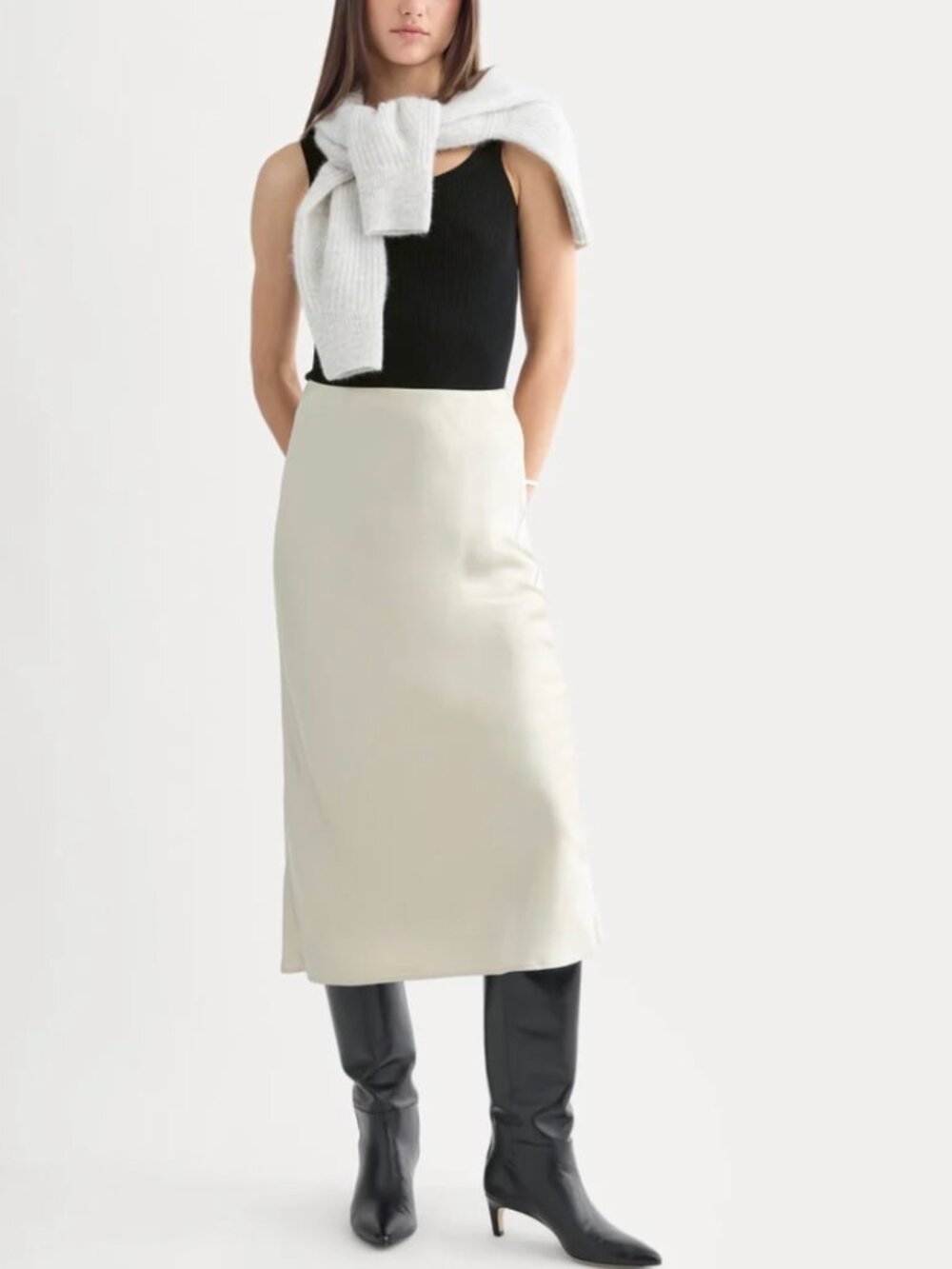 Everlane Slip Skirt in Silk Charmeuse Peyote Size 2